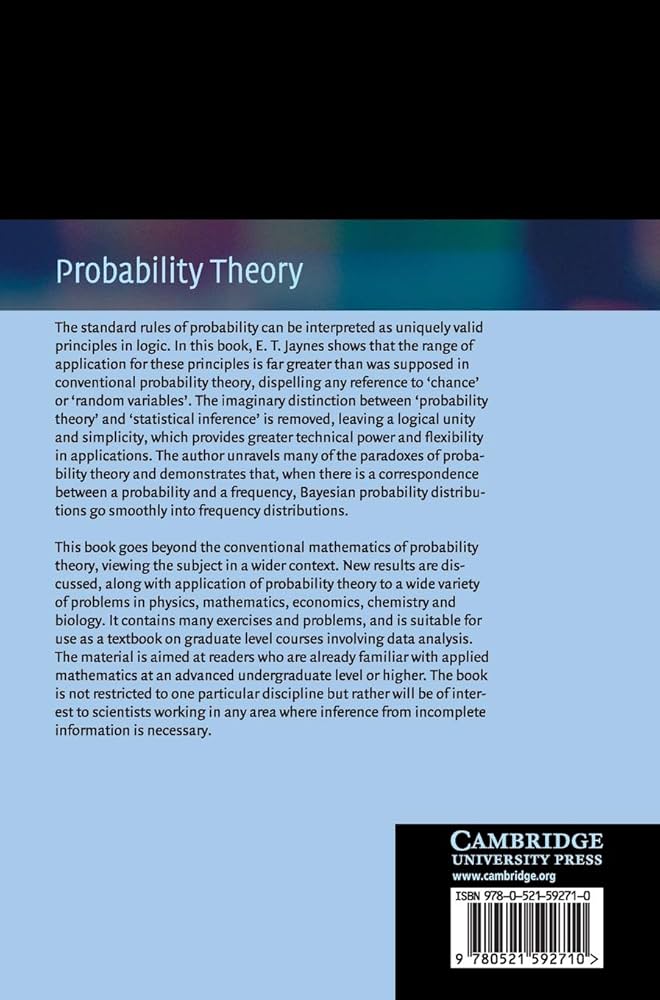Amazon | Probability Theory: The Logic of Science | Jaynes, E. T.