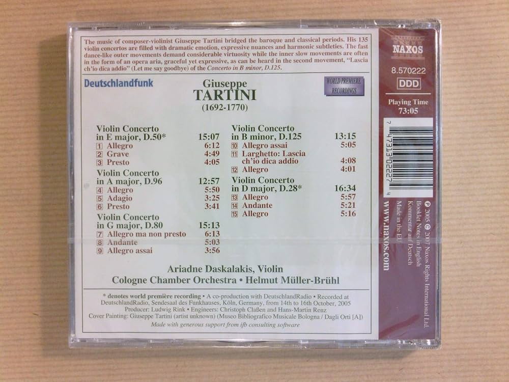 Giuseppi Tartini, Helmut Muller-Bruhl, Cologne Chamber Orchestra