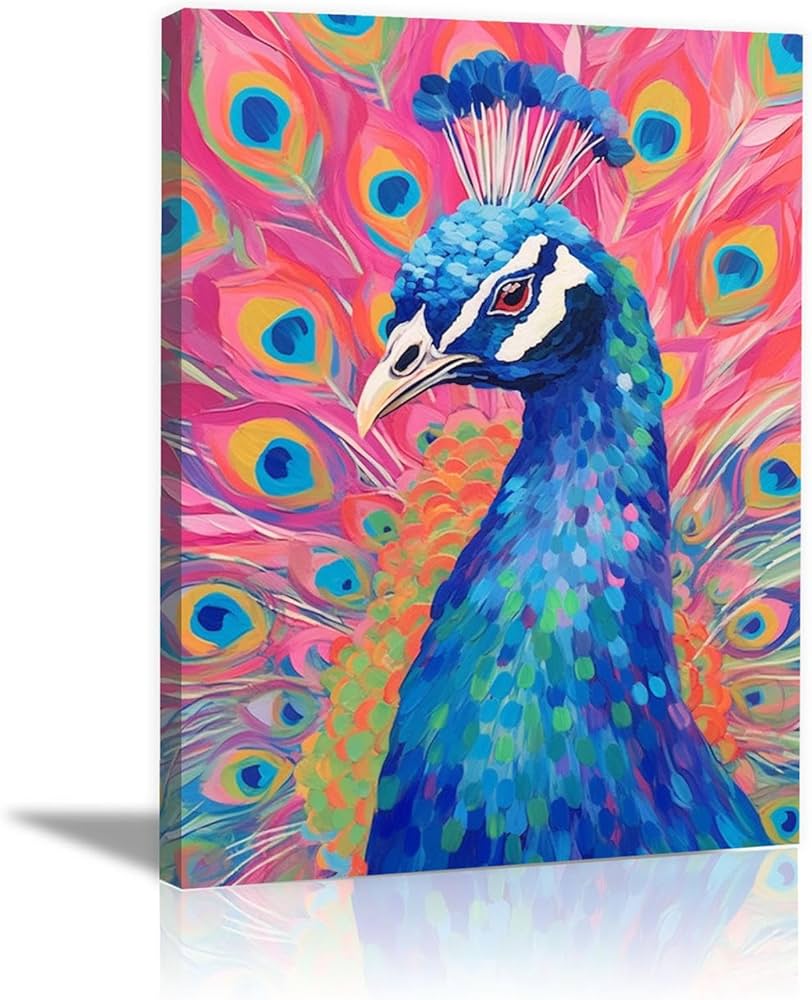 Amazon.co.jp: SHYAMIC 抽象的なカラフルな絵画, beautiful peacock