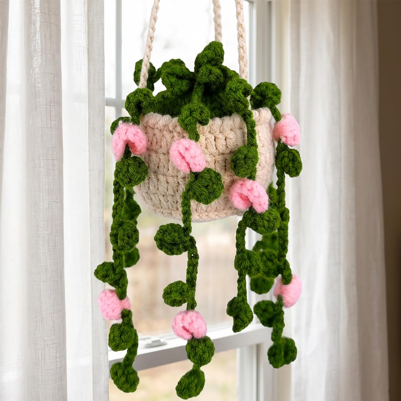 Amazon.com: HFZRZFH Crochet Plant Hanging Basket for Car Mirror