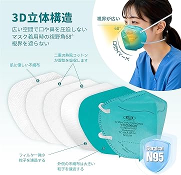 Amazon.co.jp: [YQ YICHITA] Surgical N95マスク 25枚 米国NIOSH承認