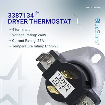 Amazon.com: BlueStars 3387134 Dryer Cycling Thermostat & 3392519