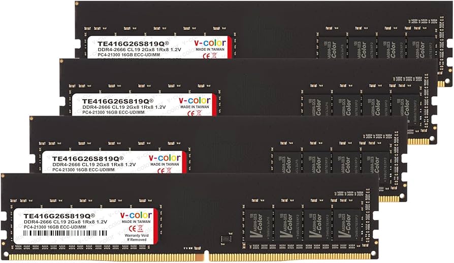 V-Color DDR4 64GB (4x16GB) 3200MHz (PC4-25600) Server Memory Ram