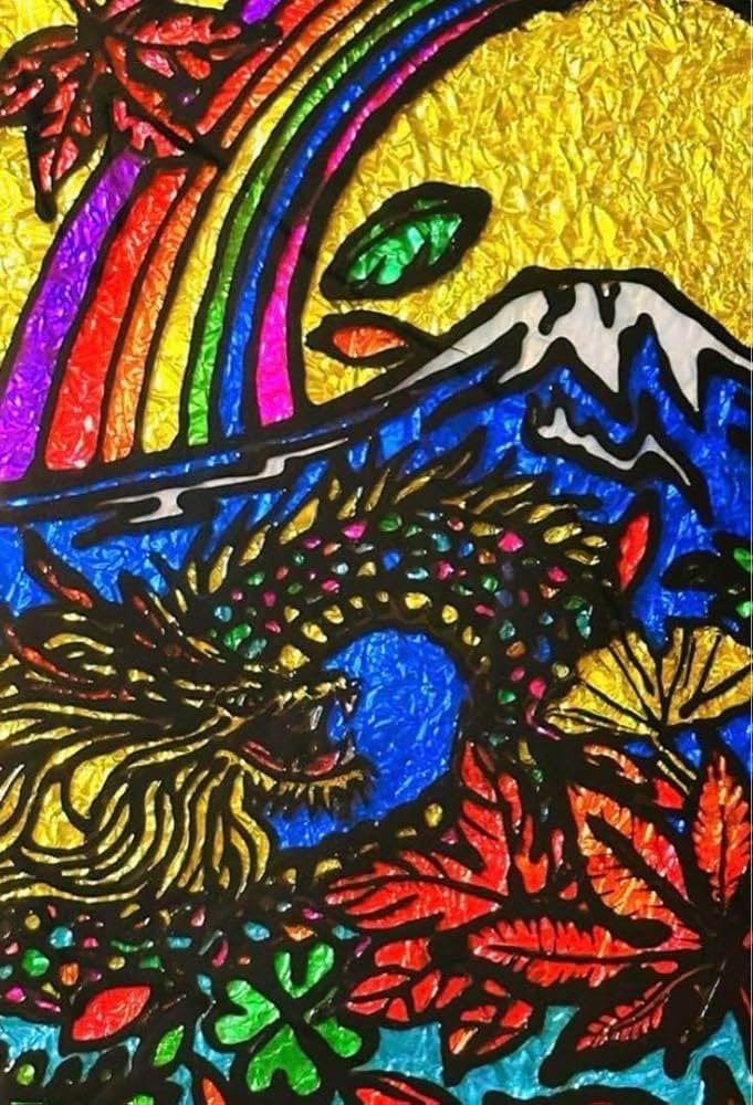 Amazon.co.jp: ステンドグラスガラス絵の具グラスデコアート赤富士山