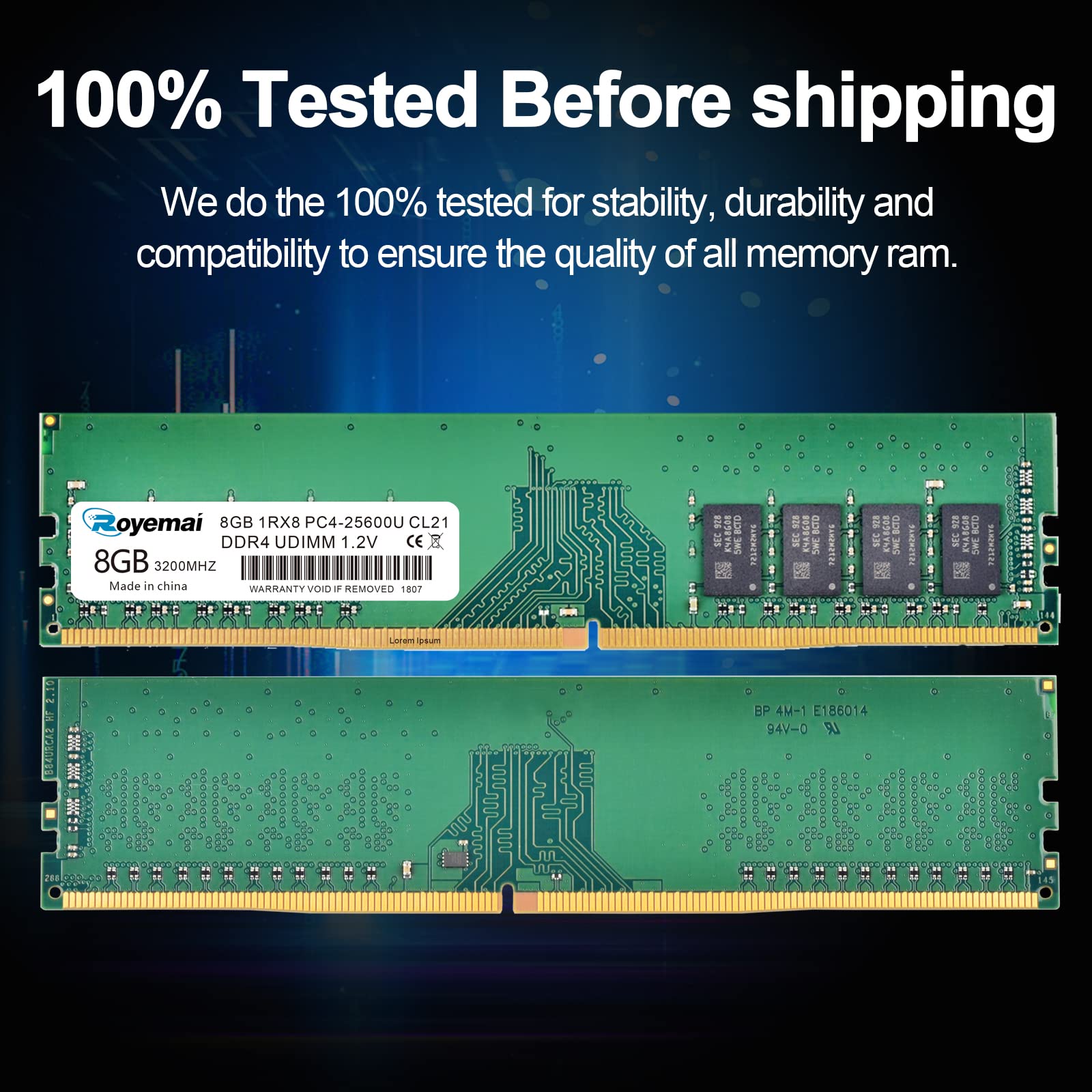 16GB PC4-25600 DDR4 3200 16GB (2x8GB) RAM PC4 25600U 3200MHZ 1Rx8