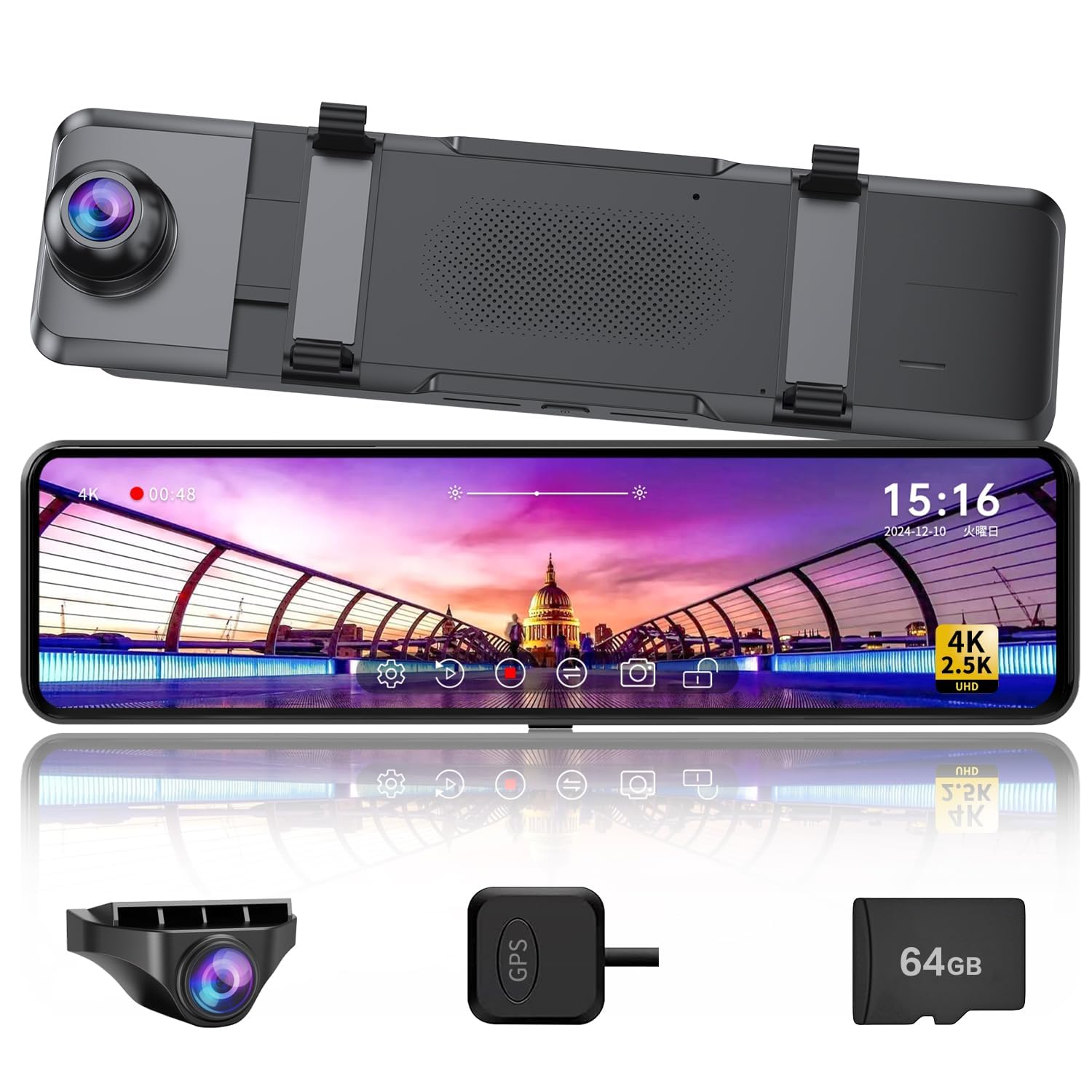 Amazon | Changer ドライブレコーダー ミラー型 【 4K+2.5K 伸縮式