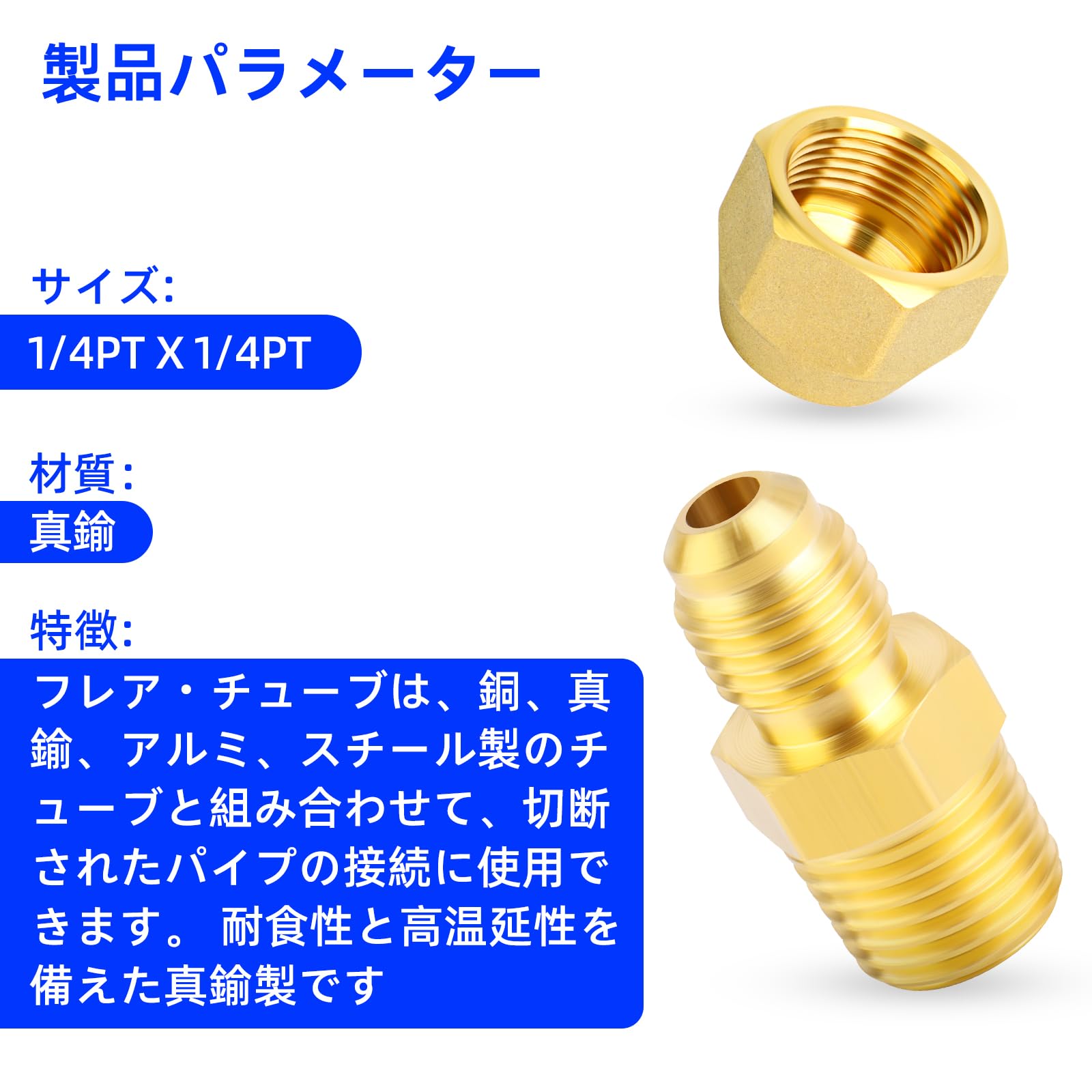 Amazon.co.jp: TAILONZ 2個真鍮継手、フレアナットと半組合せ、本体 1