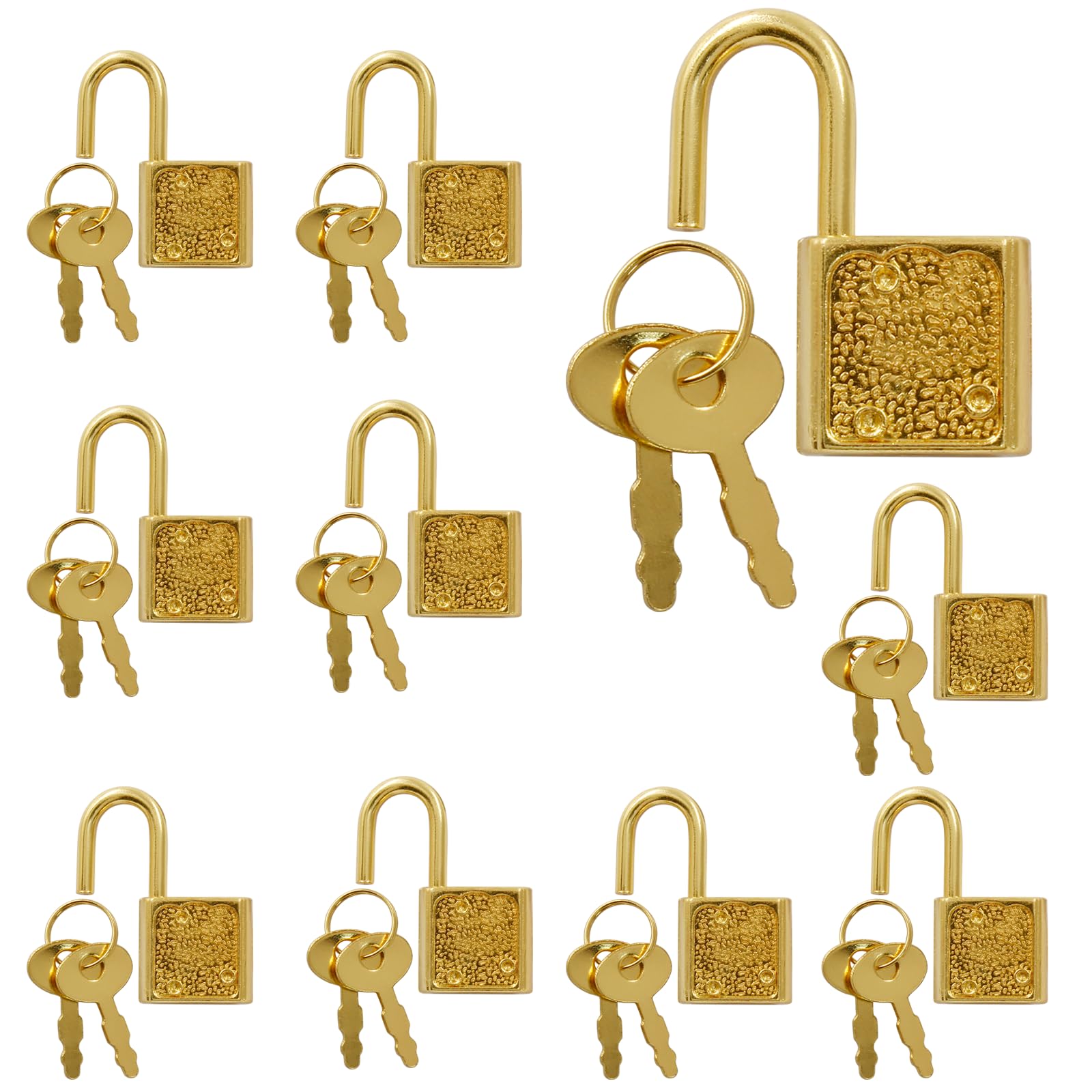 Unlorspy 10 Pcs Gold Mini Padlock with Key, Small Luggage Locks,32