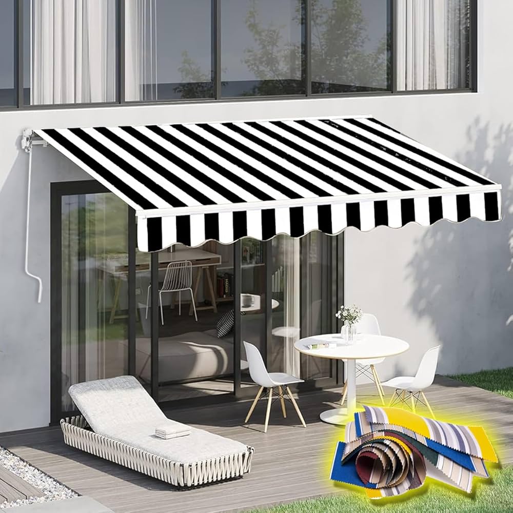 Amazon | Moubhjd オーニングテント, 4.5x2.5m 店舗用ひさし 手動 日よ