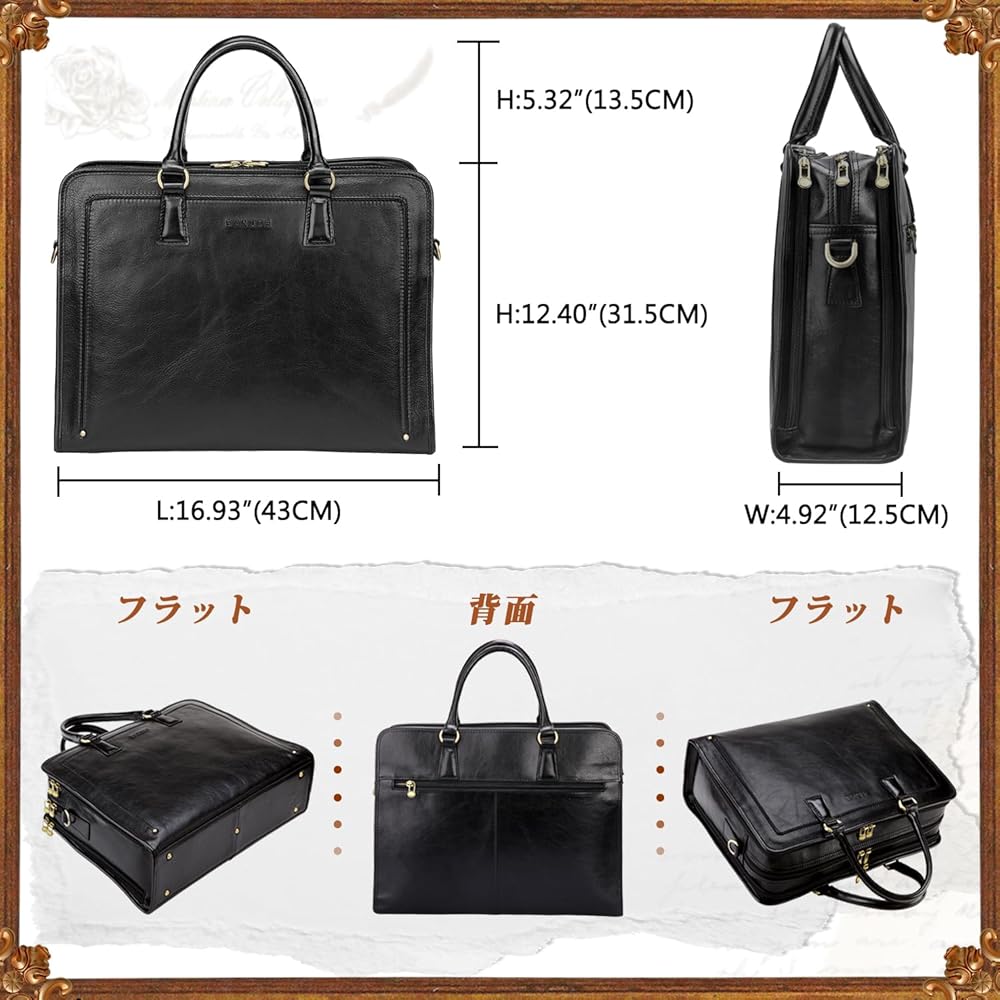 Amazon.co.jp: [バンニュス] ビジネスバッグ メンズ 本革 トートバッグ