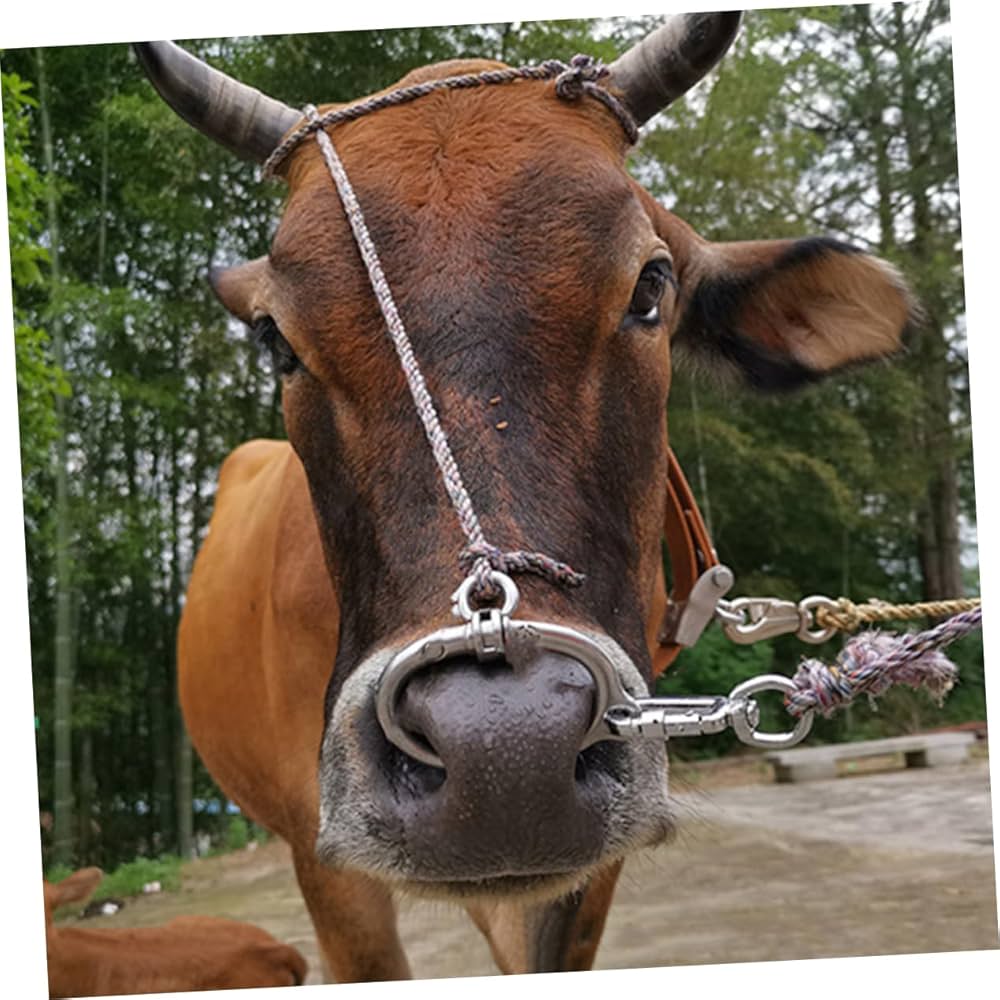 Amazon.co.jp: HAKIDZEL ステンレス製牛鼻輪 バネ式取り付け 家畜用