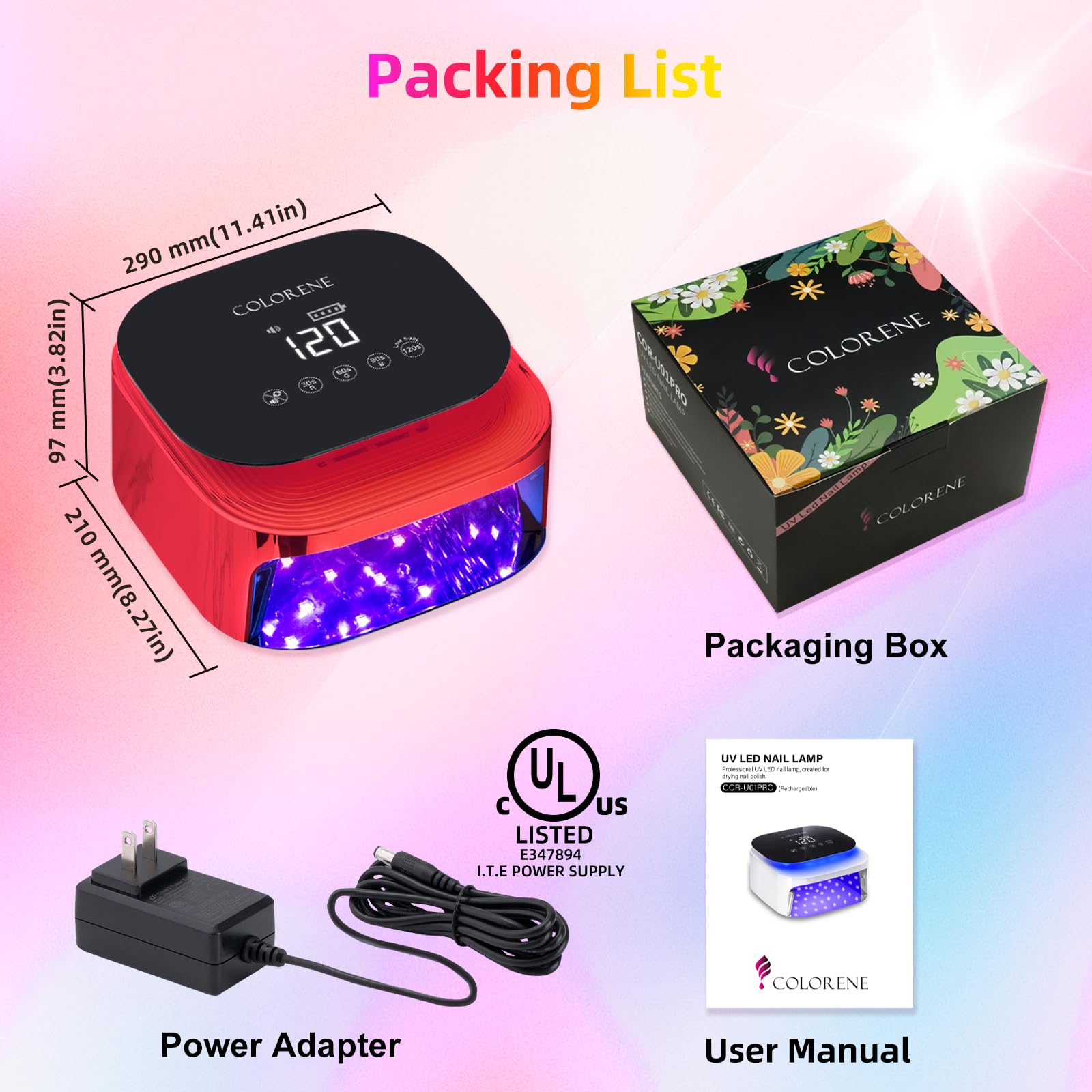 Amazon | コードレス UV LED ネイルランプ、60W 充電式ネイル