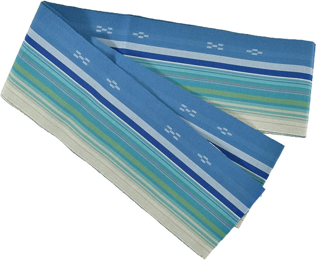 Amazon | 半幅帯 綿 日本製 [なごみや] 八重山 ミンサー 単帯 並尺 青