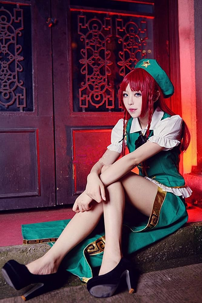 Amazon.co.jp: 東方紅魔郷 紅美鈴 コスプレ衣装 ウィッグ付き お盆