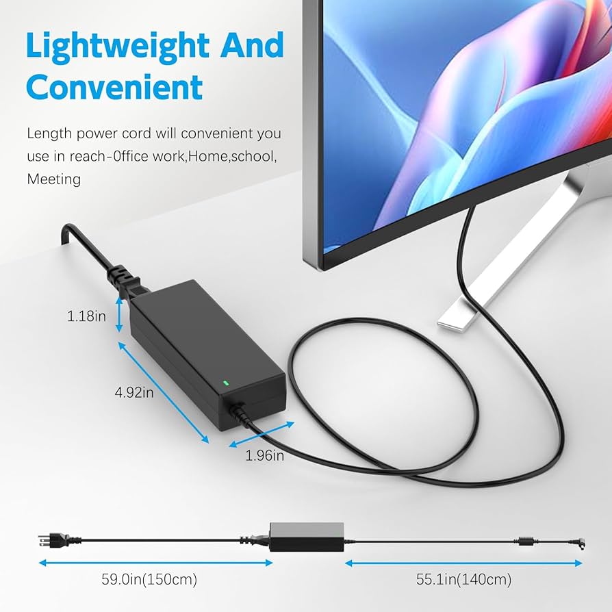 Amazon.com: 19V Power Cord for LG Monitor 24 27 29 32 34 Inch IPS