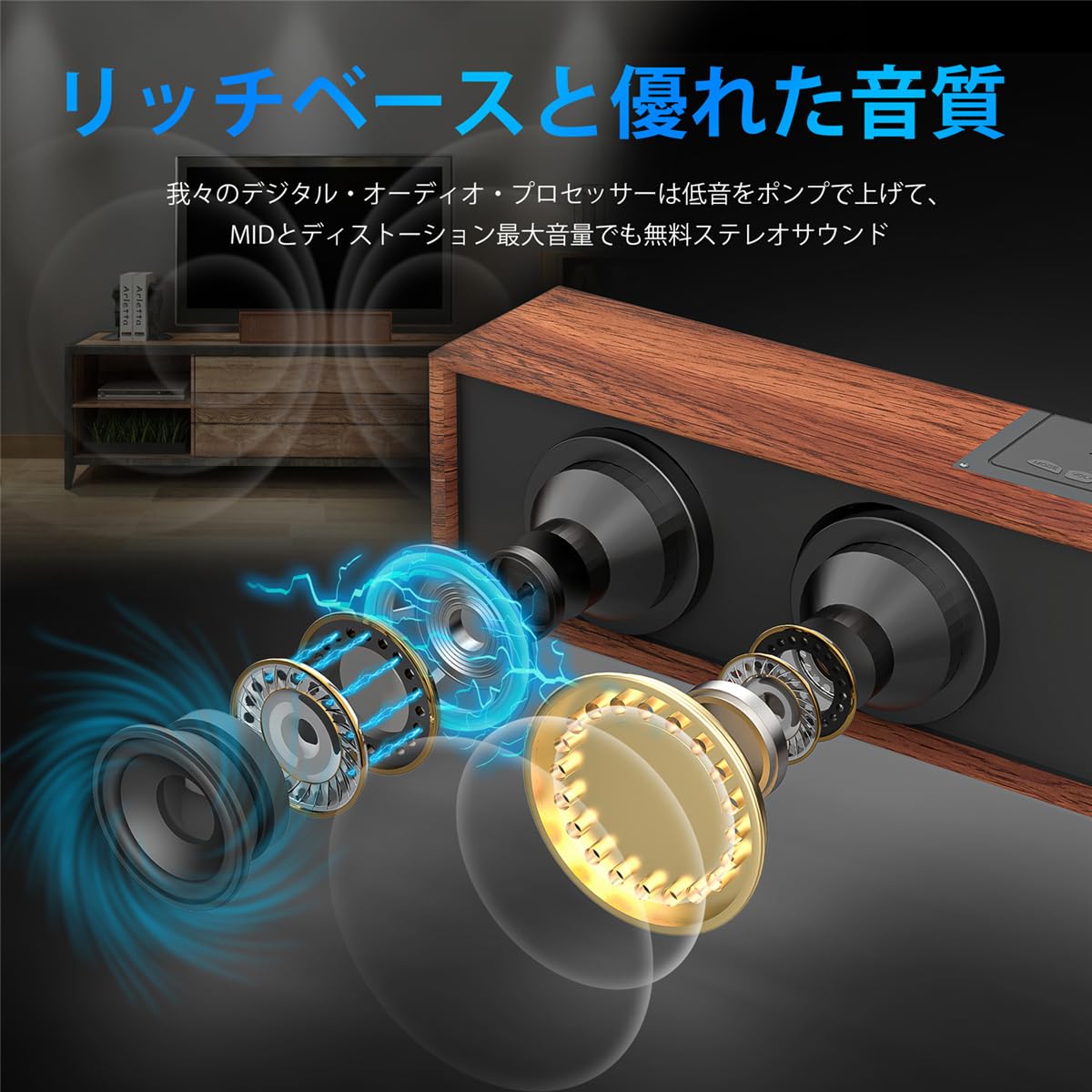 Amazon.co.jp: PCスピーカー、デスクトップ用木製ワイヤレスサウンド