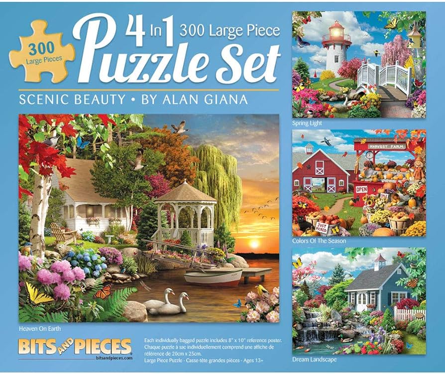 Amazon.com: Bits and Pieces – 4-in-1 Multi-Pack 300 Piece Jigsaw