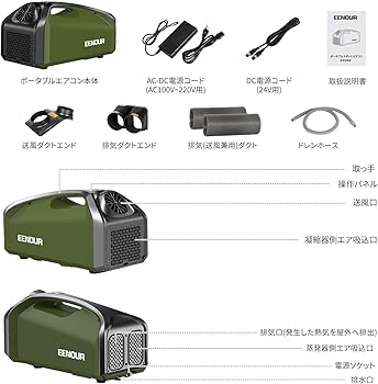 Amazon | EENOUR QN750 ポータブルエアコン デュアル換気システム 冷房