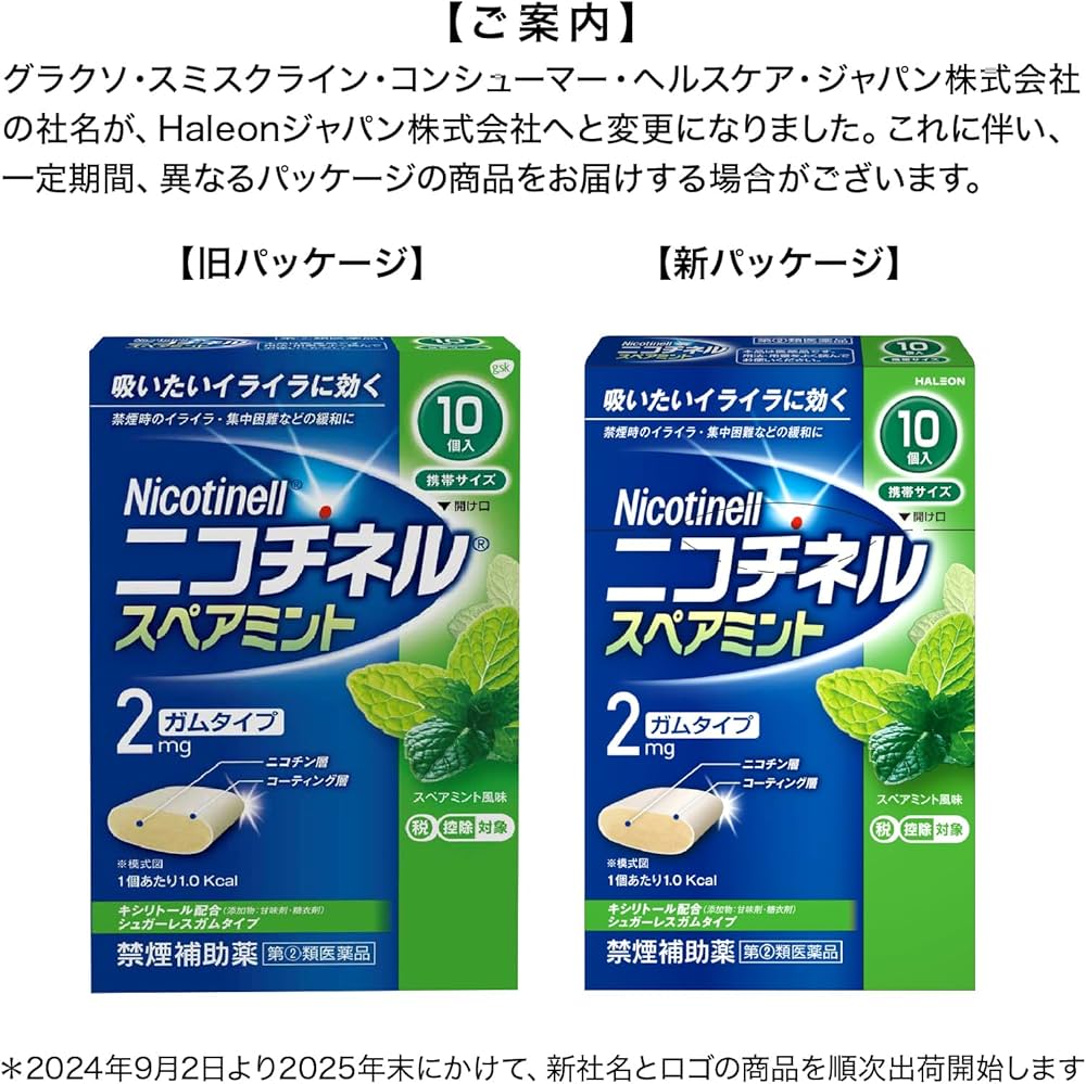 Amazon | 【指定第2類医薬品】ニコチネルスペアミント10個