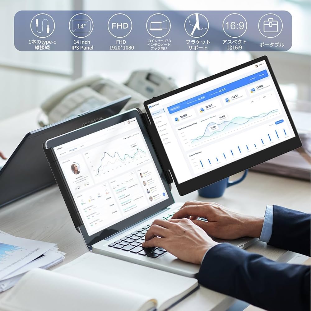 Amazon.co.jp: デュアルディスプレイ ダブルモニター 、120%sRGB 75