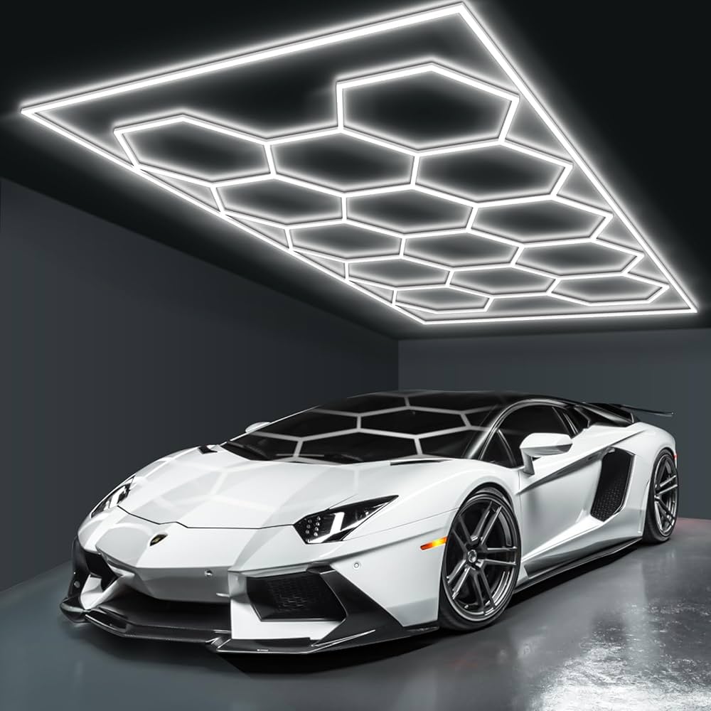 BRILLIHOOD Hexagon Garage Lights Honeycomb LED Hex Light, 672W