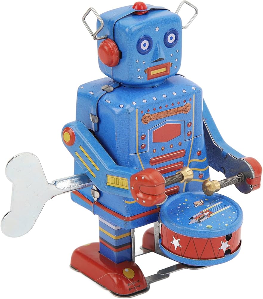 Amazon.co.jp: ゼンマイおもちゃ 時計じかけドラムロボットおもちゃ