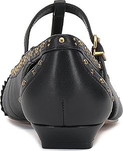 Amazon.com | Vince Camuto Valkie Studded Kitten Heel T-Strap Flat