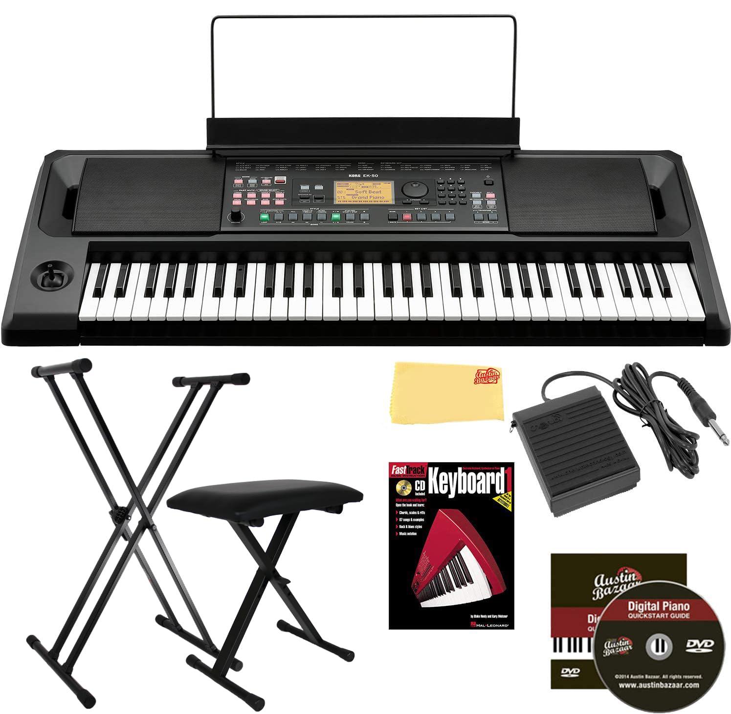 Amazon.com: Korg EK-50 Entertainer Keyboard Bundle with Adjustable