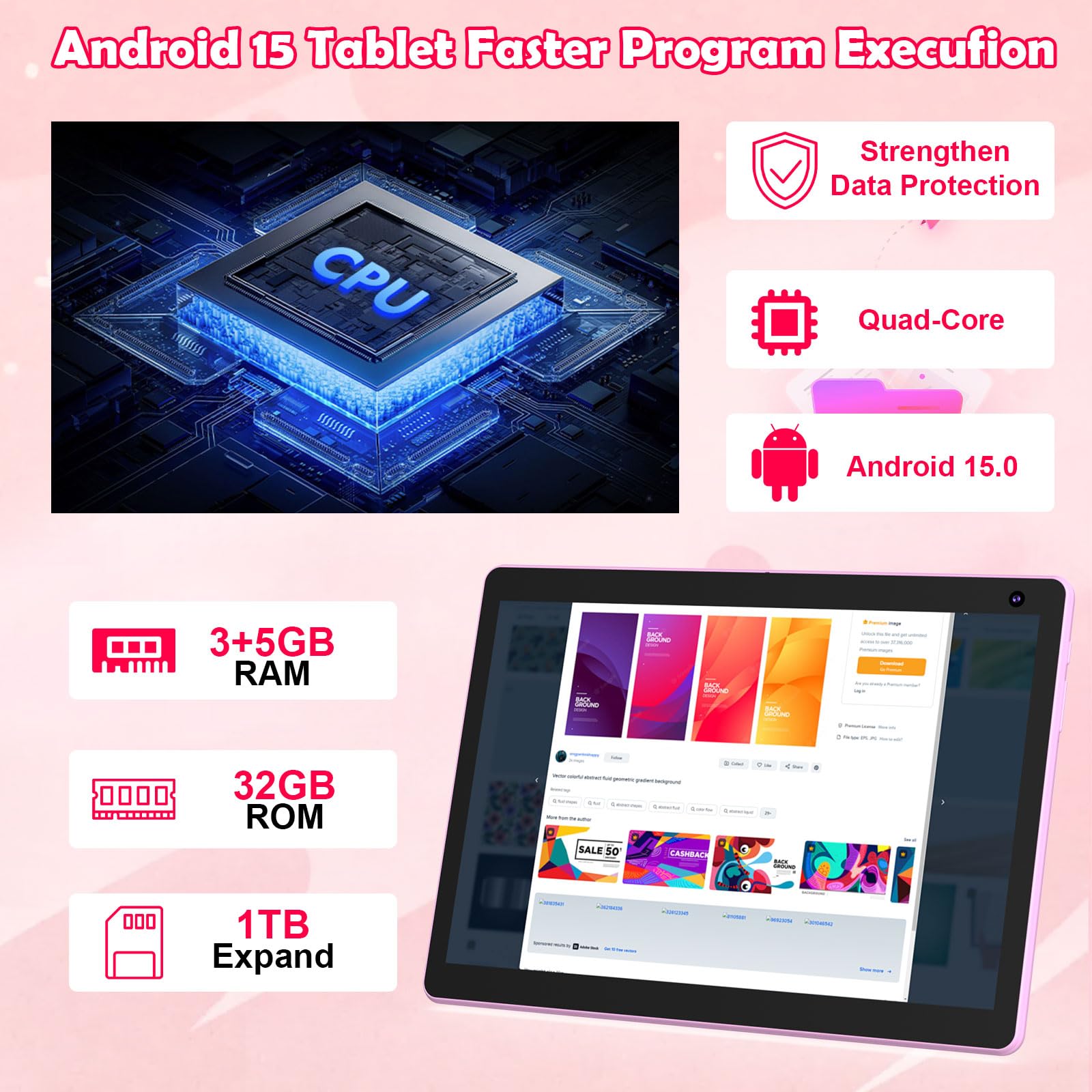 Amazon.com : Android 15 Tablet 10 inch, 2 in 1 Tablet with
