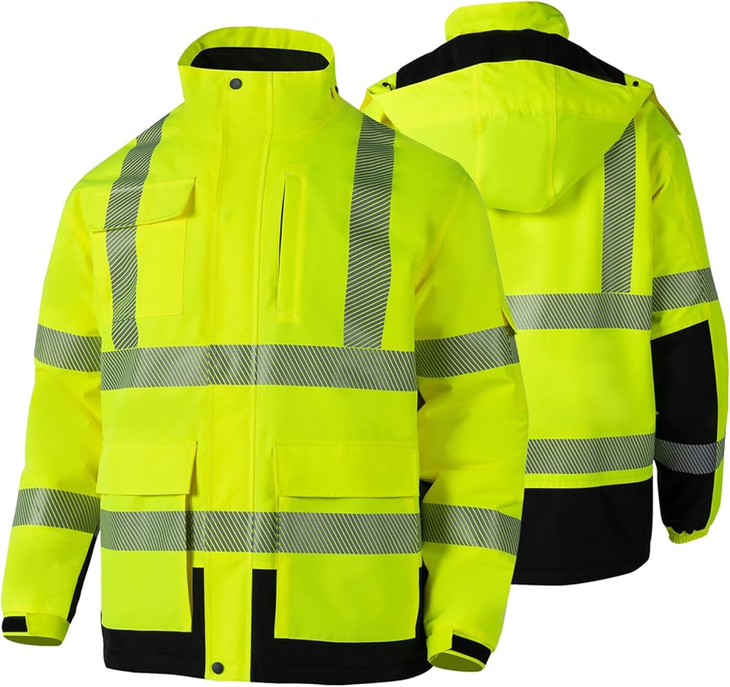 FONIRRA Hi Vis Safety Jackets for Men Waterproof ANSI Class 3