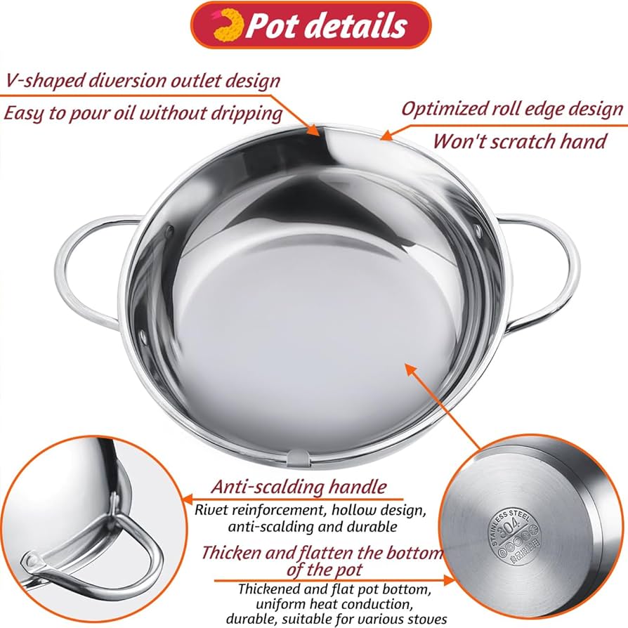 Amazon.com: Deep Fryer Pot, 4.4Qt /11 Inch Japanese Style Small