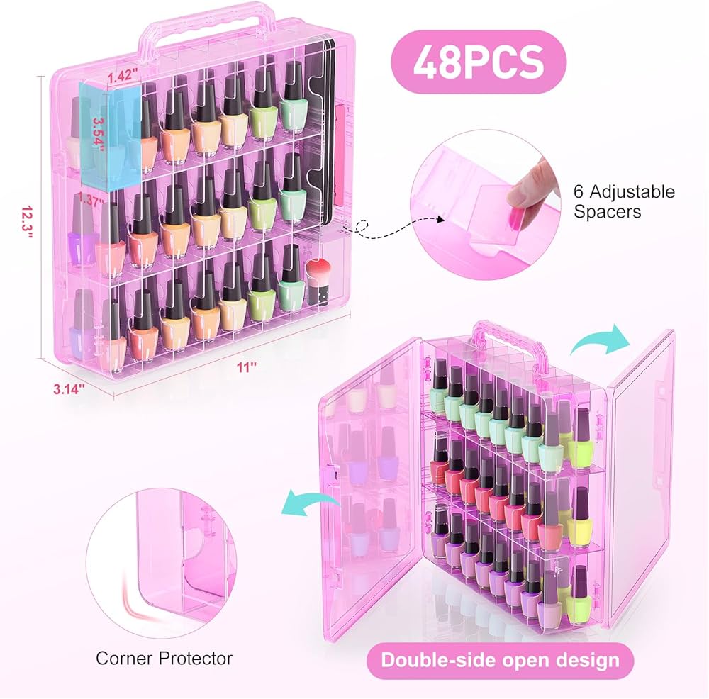 Amazon.com : Nail Polish Organizer Pack of 2, Portable 48 Bottles