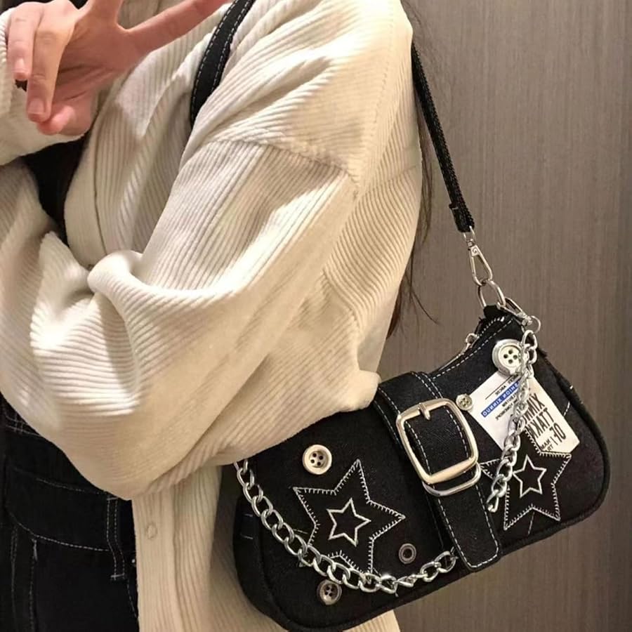Grunge Y2k Purse Y2k Bag Black Y2k Accessories Goth Punk Shoulder