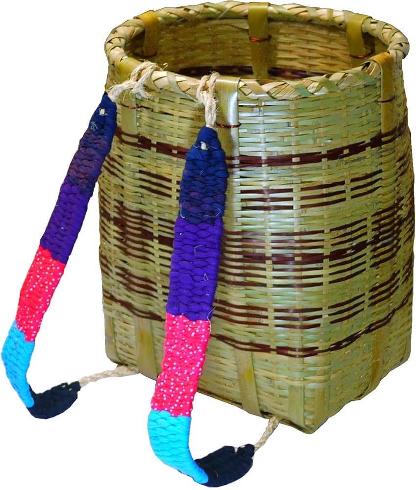 Amazon.co.jp: 線入 背負い篭 大 丸 竹製/背負いカゴ 背負いかご