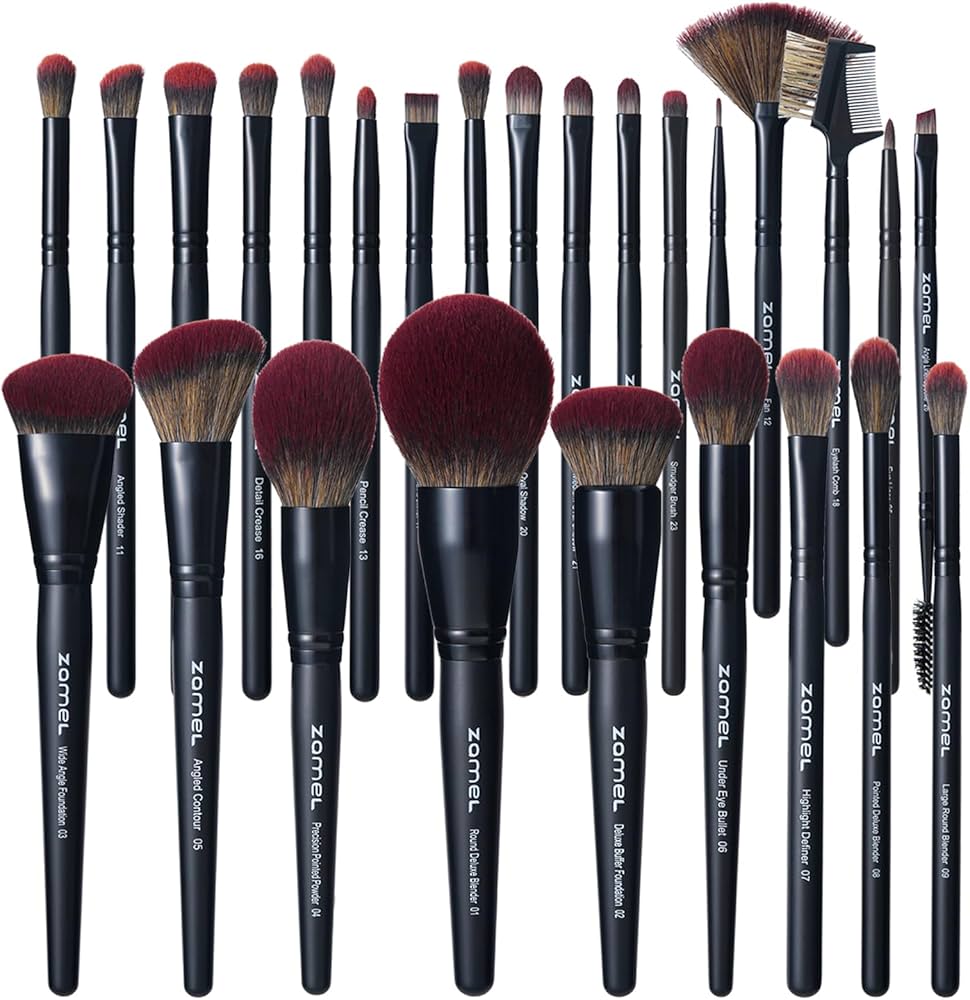 ZAMEL 26Pcs Black labeled Makeup Brushes Set Professional,Full