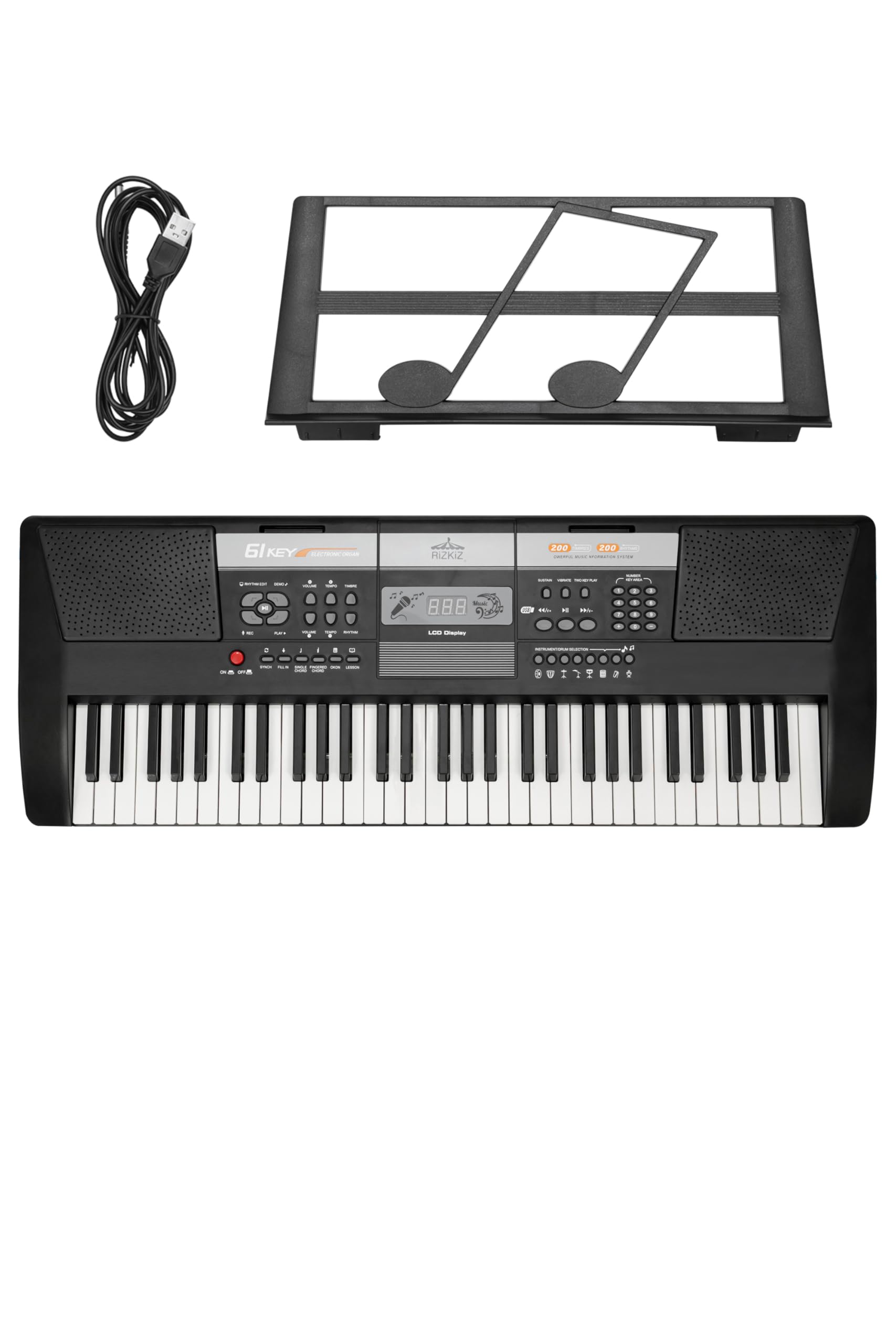 Amazon | RiZKiZ 電子キーボード 電子ピアノ 61鍵盤 シンセサイザー