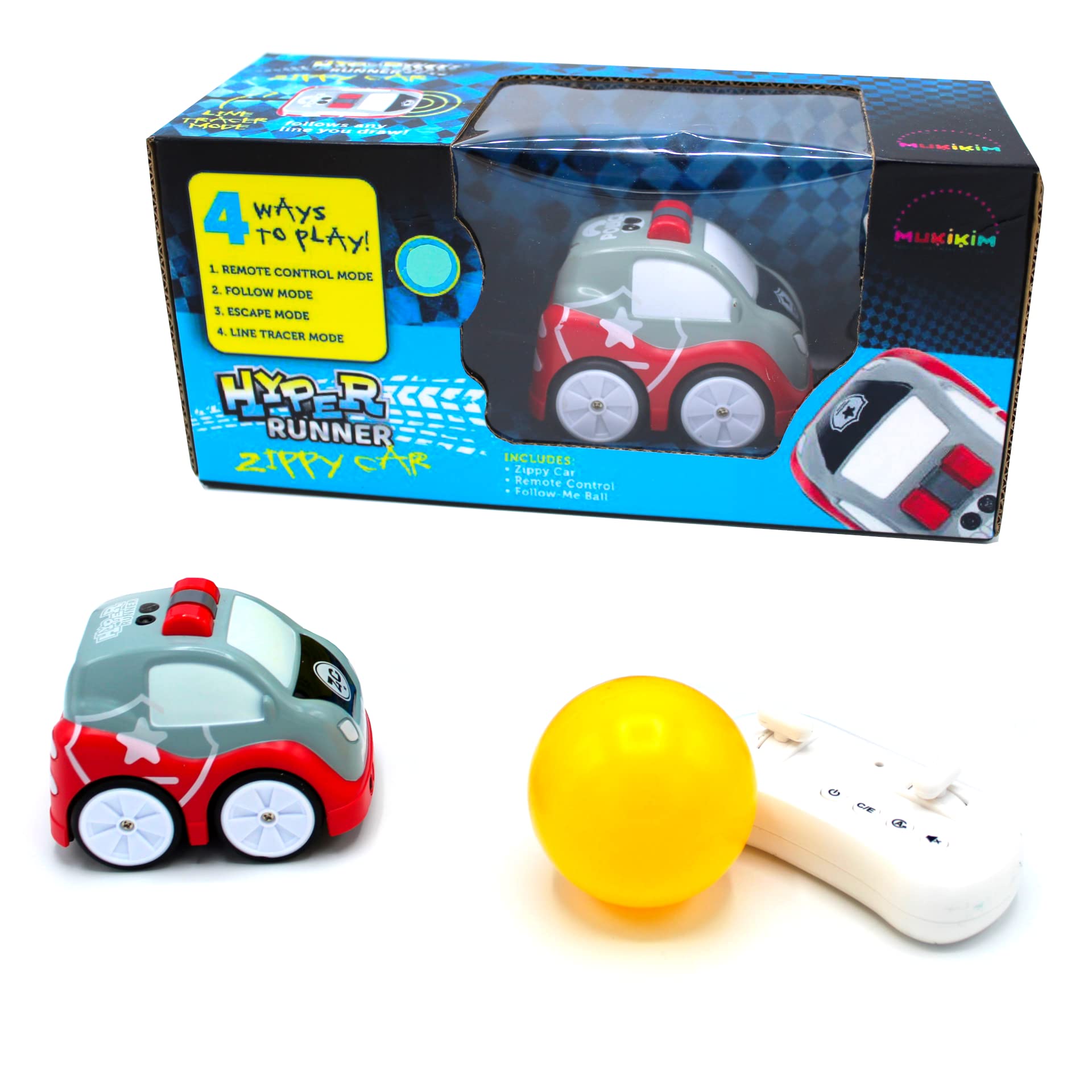 MUKIKIM Zippy Car - RC Mini Car Toy with 4 Ways to Play: Escape