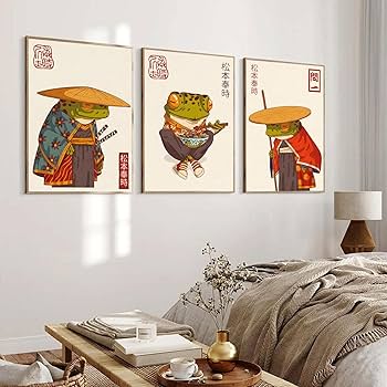 Amazon.com: 3Pcs Vintage Japanese Frog Wall Art Cute Funny Japan