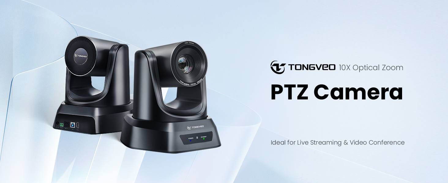 10x Zoom HDMI PTZ Camera, TONGVEO Full HD 1080P 60fps USB3.0 HDMI