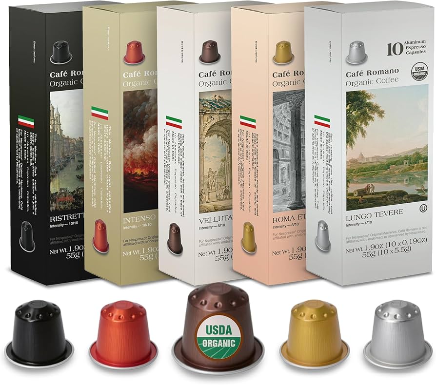 Amazon.com: Organic USDA Café Romano Coffee Aluminum Espresso Pods