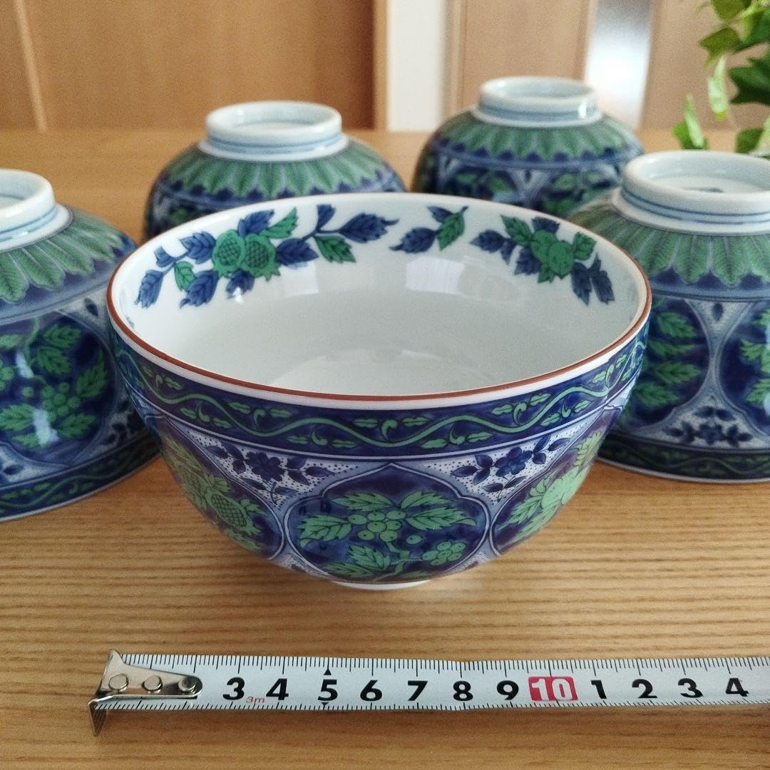Amazon.co.jp: maebata 前畑陶器 庫山窯 青華緑彩 丼鉢 5点セット