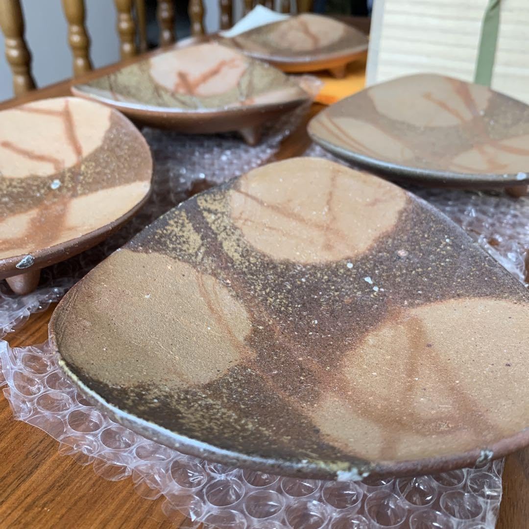 備前焼 金重有邦 皿 伊部三足平向付 5枚セット 【公式通販】