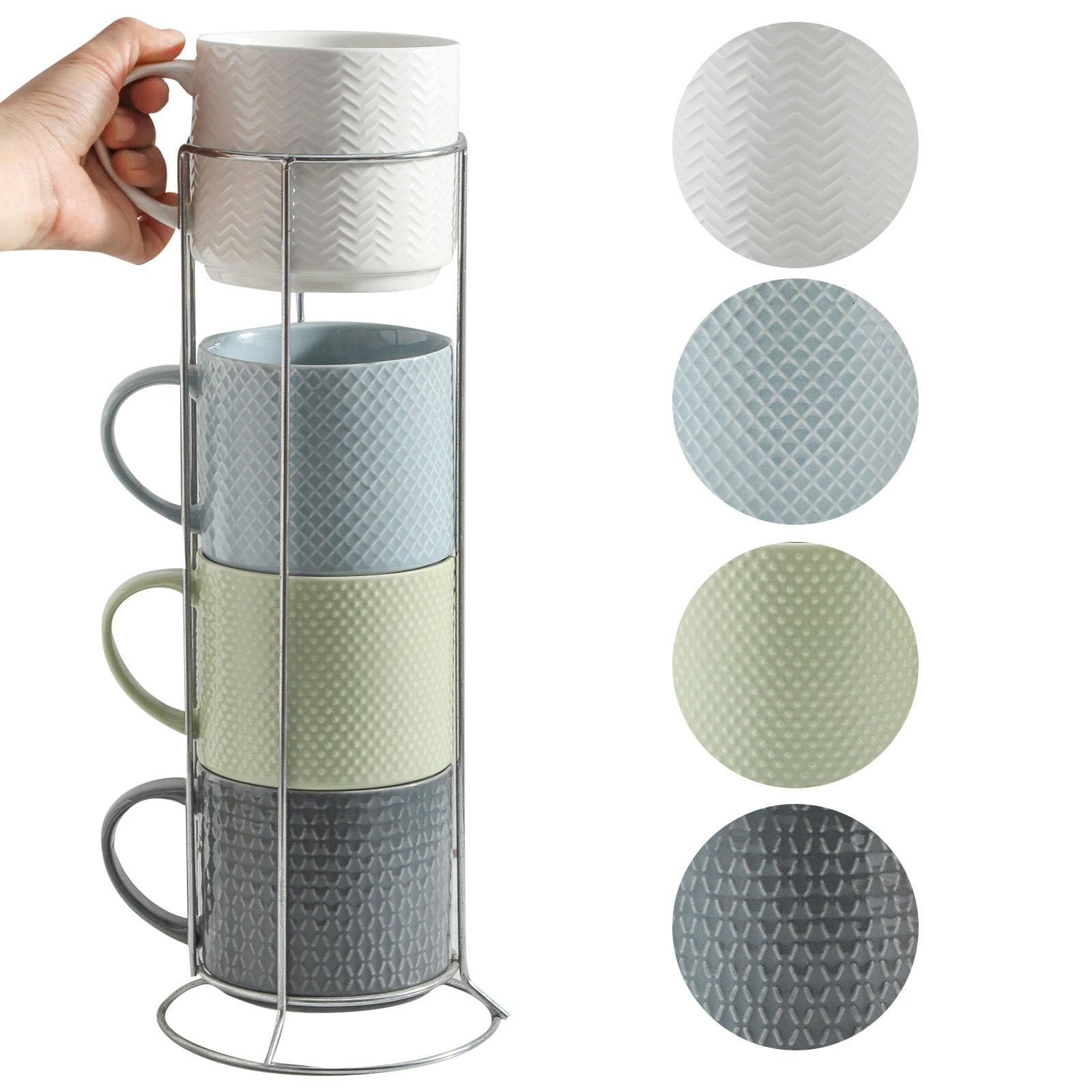 Amazon.com: HASENSE Coffee Mugs with Metal Stand,15 oz Ceramic