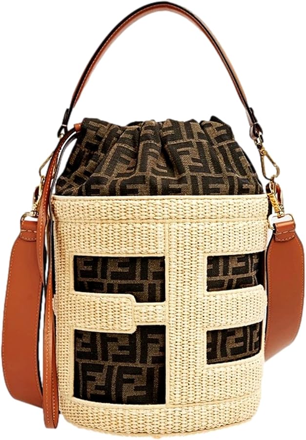 Amazon.com: FENDI Step Out Bucket Bag, Mini Canvas and Leather
