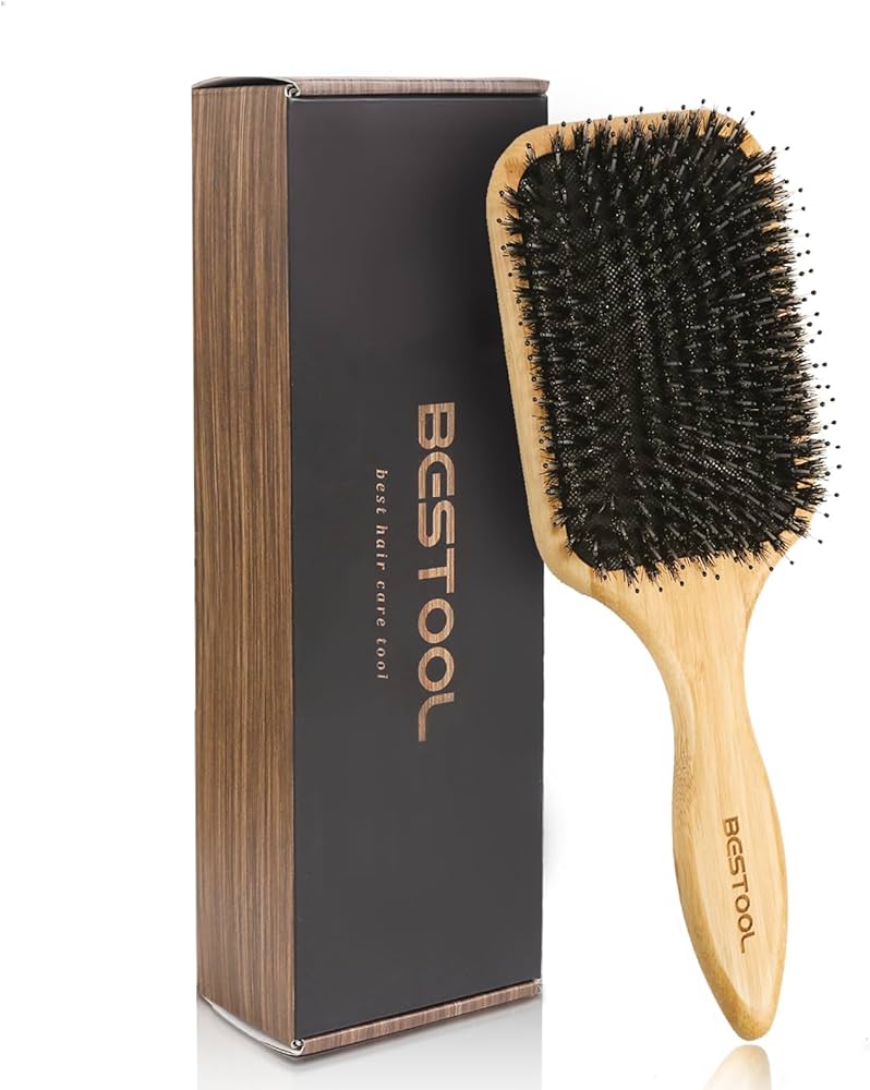 Amazon | BESTOOL ヘアブラシ 豚毛 くし 木製 櫛 パドルブラシ メンズ