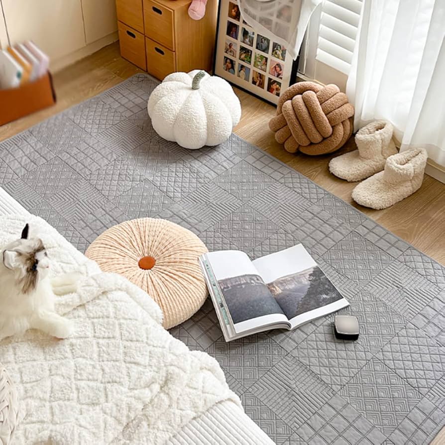 Amazon｜[XLOYP] 北欧 キルティングマット 110*110cm 花柄 ラグ プレイ