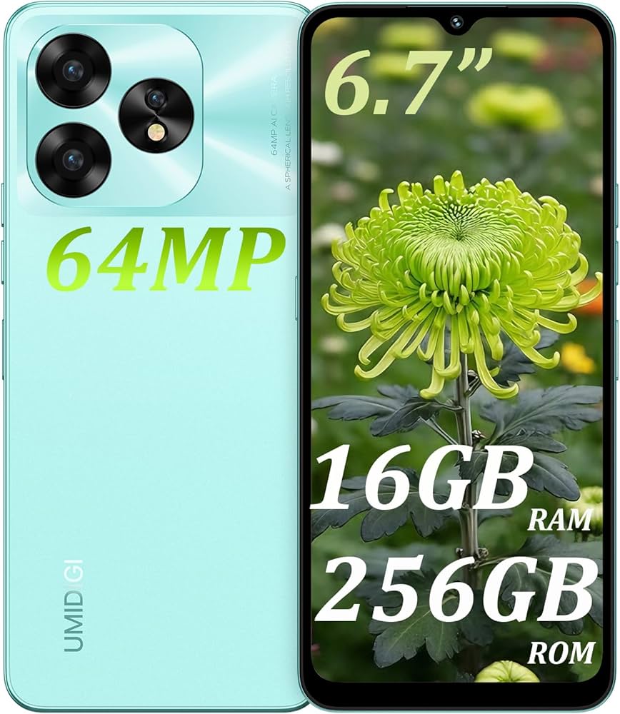 Amazon | UMIDIGI A15 SIMフリー スマホ 本体 16GB RAM+256GB ROM 1TB