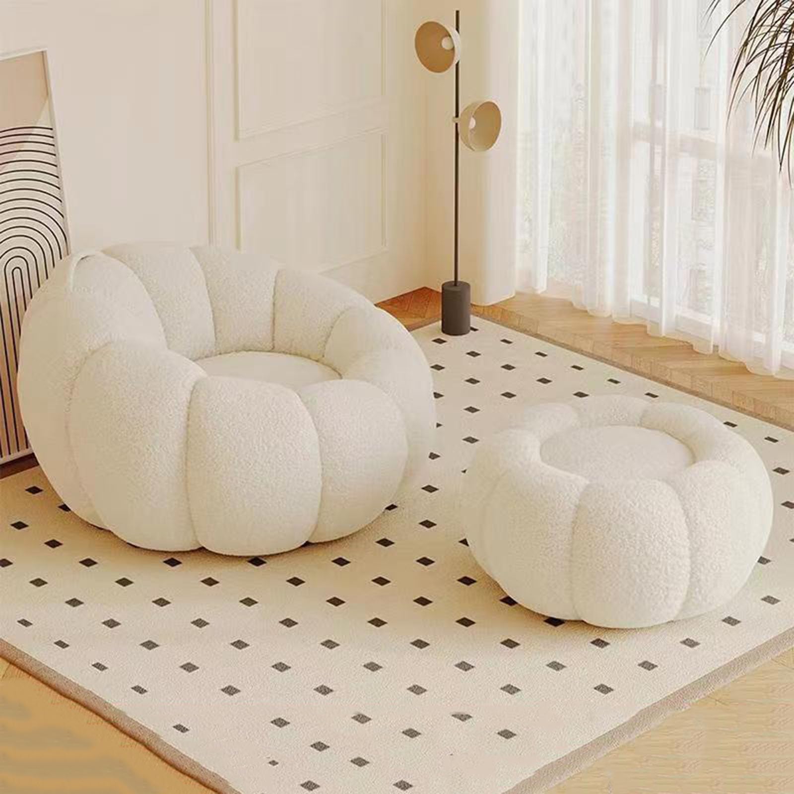 Amazon.co.jp: FUNRIN ビーズクッション EPS 座布団 ホワイト ビーズ