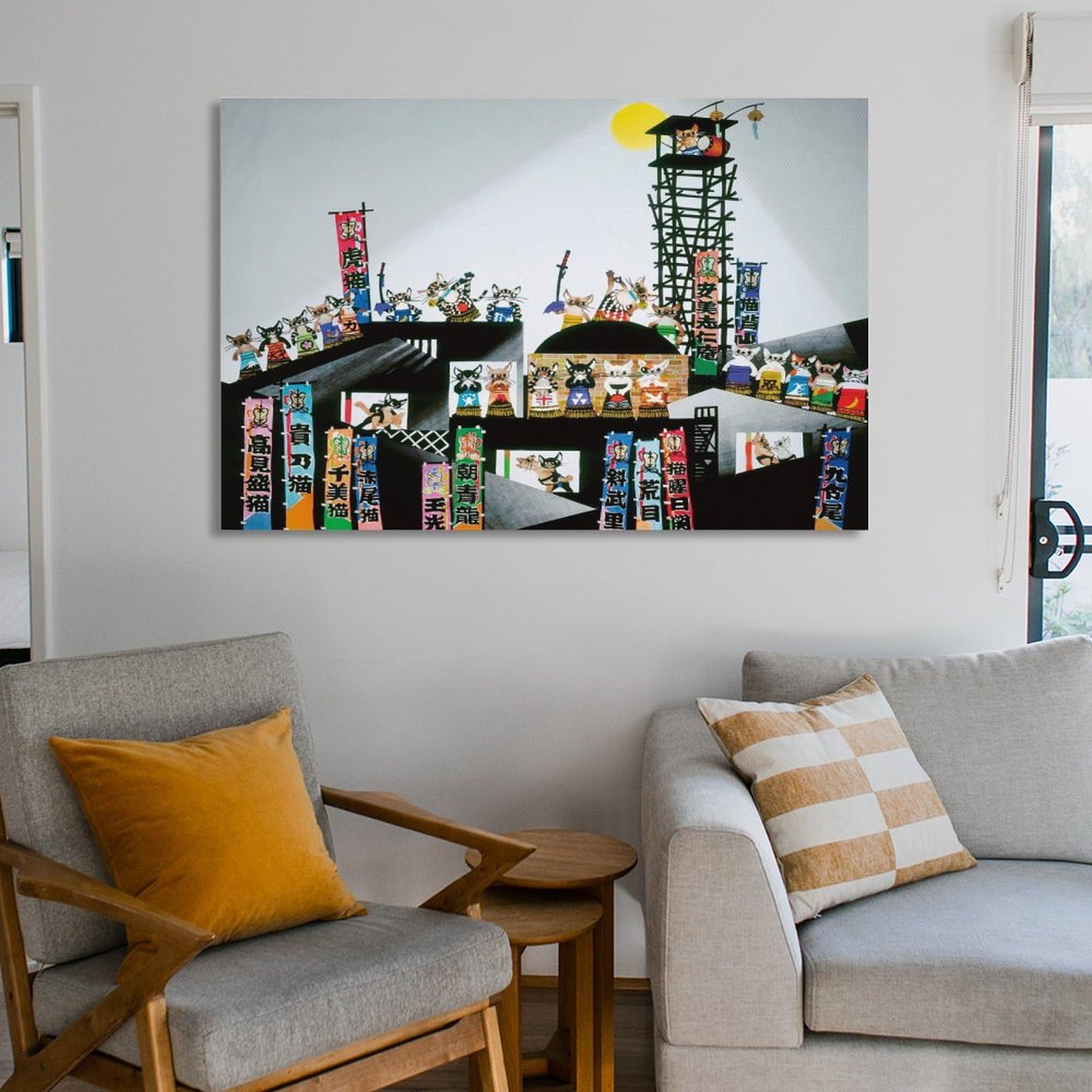 Amazon.co.jp: 藤城清治 猫相撲 絵画 ポスター 工芸品の装飾品 壁の