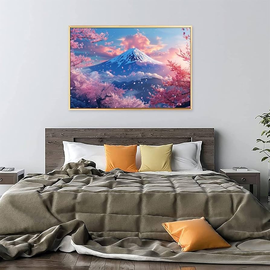 Amazon.co.jp: 絵画 富士山の下に咲く桜 アートパネル ポスター 美しい